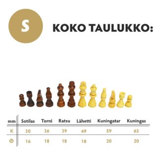 Puiset Shakkinappulat - kolme eri kokoa - S